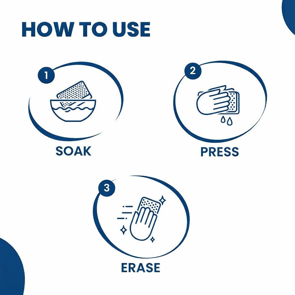 🔥 Buy 1 Get 1 FREE – Magic Cleaning Sponge Pack of 3 | Removes Tough Stains with Just Water | Kitchen, Bathroom, Walls & Shoes