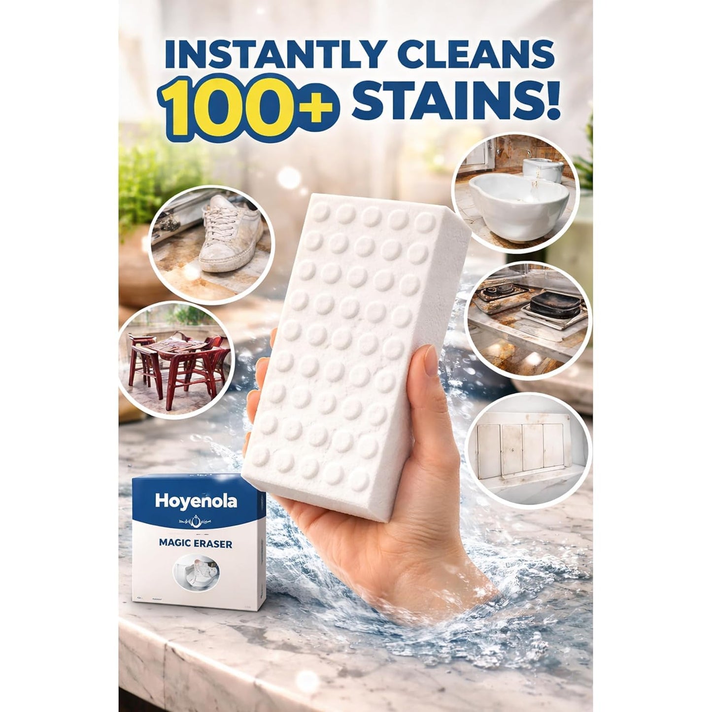 🔥 Buy 1 Get 1 FREE – Magic Cleaning Sponge Pack of 3 | Removes Tough Stains with Just Water | Kitchen, Bathroom, Walls & Shoes