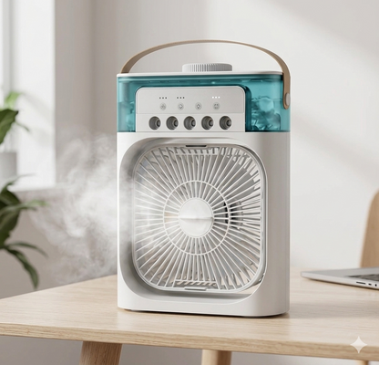 Mini Portable Air Cooler – Powerful Personal Evaporative Cooling Fan with 5 Spray Mist Modes, 3-Speed Quiet Desk Fan, USB Powered Humidifier & Night Light for Bedroom and Office