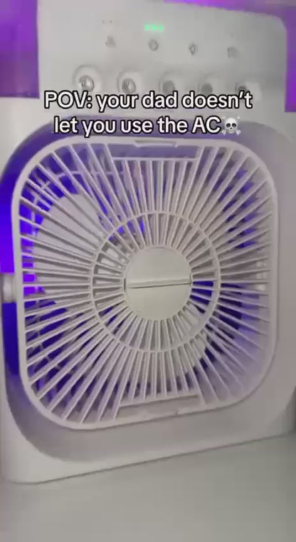 Mini Portable Air Cooler – Powerful Personal Evaporative Cooling Fan with 5 Spray Mist Modes, 3-Speed Quiet Desk Fan, USB Powered Humidifier & Night Light for Bedroom and Office